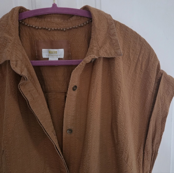 Anthropologie Maeve Brown Button Down Dress - Picture 6 of 16
